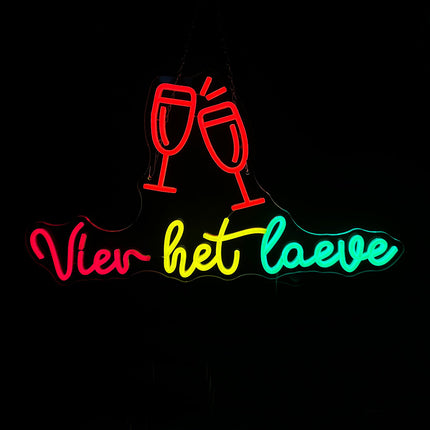 PartyXplosion LED neon sign 'Vier het Laeve'