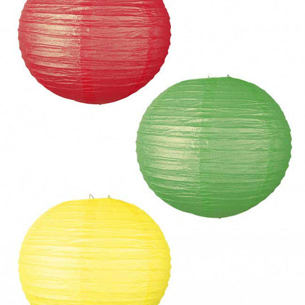 PartyXplosion Luxe Lampion Rood Geel en Groen 25 cm
