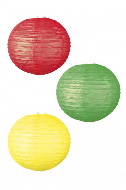 PartyXplosion Luxe Lampion Rood Geel en Groen 25 cm