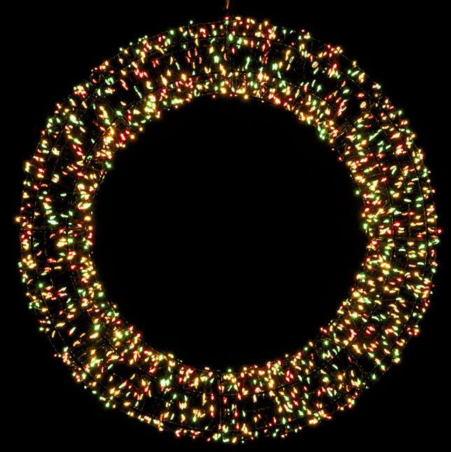 PartyXplosion Metalen LED Deurkrans – Warm Wit & Rood-Geel-Groen