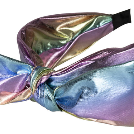 PartyXplosion Metallic Regenboog Hoofdband met Strik
