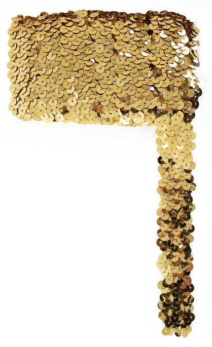 PartyXplosion Paillettenband breed elastisch goud 3m