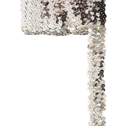 PartyXplosion Paillettenband breed elastisch zilver 3m