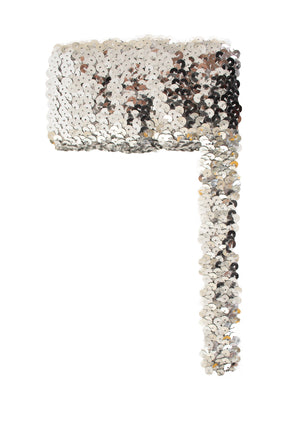 PartyXplosion Paillettenband breed elastisch zilver 3m