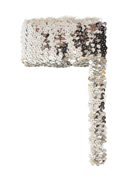 PartyXplosion Paillettenband breed elastisch zilver 3m