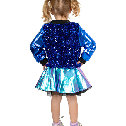 PartyXplosion Paillettenjas meisje metallic blauw