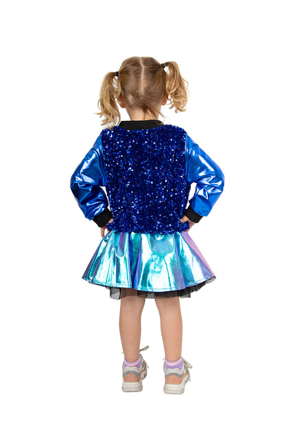 PartyXplosion Paillettenjas meisje metallic blauw
