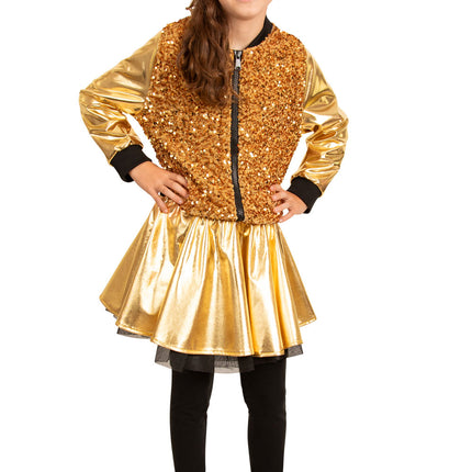 PartyXplosion Paillettenjas meisje metallic goud