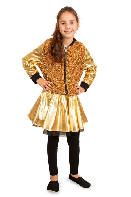 PartyXplosion Paillettenjas meisje metallic goud