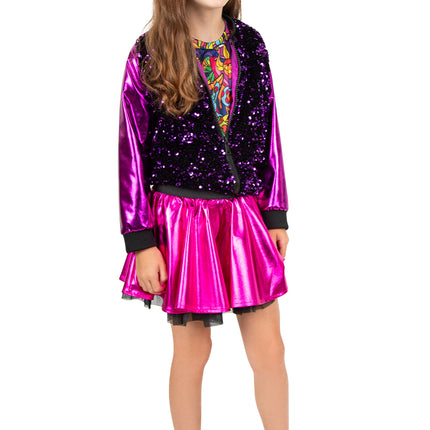 PartyXplosion Paillettenjas meisje metallic paars