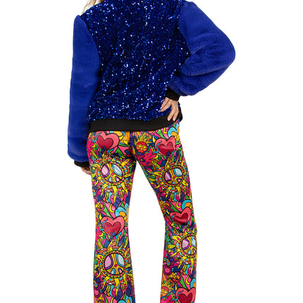 PartyXplosion Paillettenjas met bont blauw