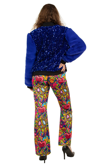 PartyXplosion Paillettenjas met bont blauw