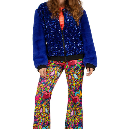 PartyXplosion Paillettenjas met bont blauw