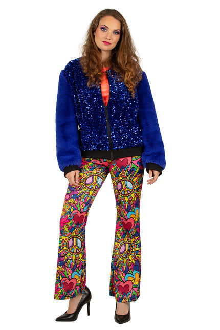 PartyXplosion Paillettenjas met bont blauw