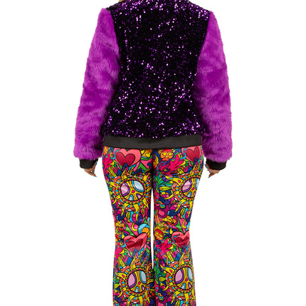 PartyXplosion Paillettenjas met bont Paars