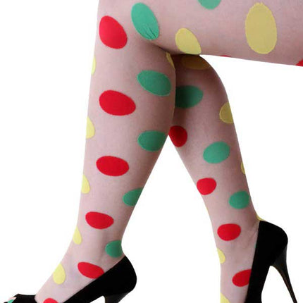 PartyXplosion Panty Naturel met Rood Geel Groen Bolletjes One Size