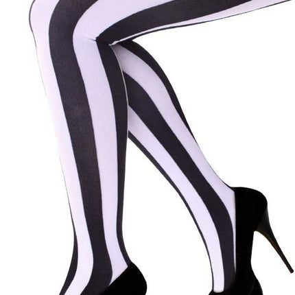 PartyXplosion Panty Zwart Wit Verticaal Gestreept One Size