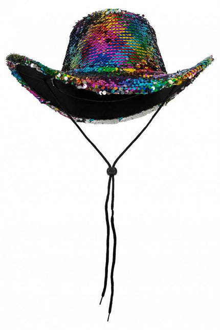 PartyXplosion Pet pailletten met stenen wit