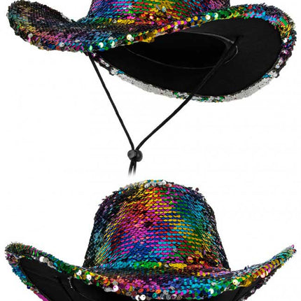 PartyXplosion Pet pailletten met stenen wit