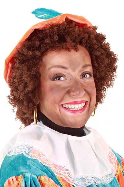 PartyXplosion Pieten Pruik krul bruin