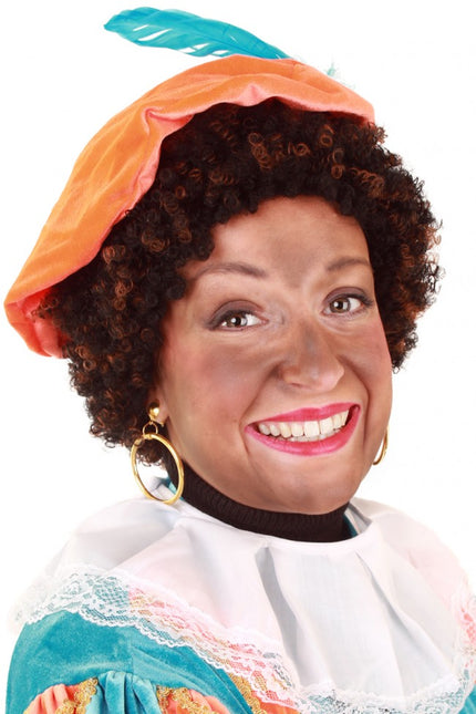 PartyXplosion Pieten Pruik krul zwart bruin