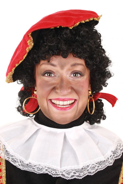 PartyXplosion Pieten Pruik krul zwart met staartjes