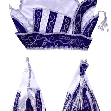 PartyXplosion Prinsenmuts blauw wit zilver maat 63