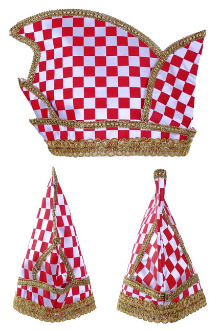 PartyXplosion Prinsenmuts Brabant geblokt rood wit maat 63