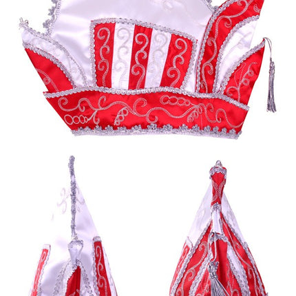 PartyXplosion Prinsenmuts rood wit zilver maat 63