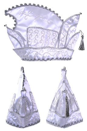 PartyXplosion Prinsenmuts wit zilver maat 63