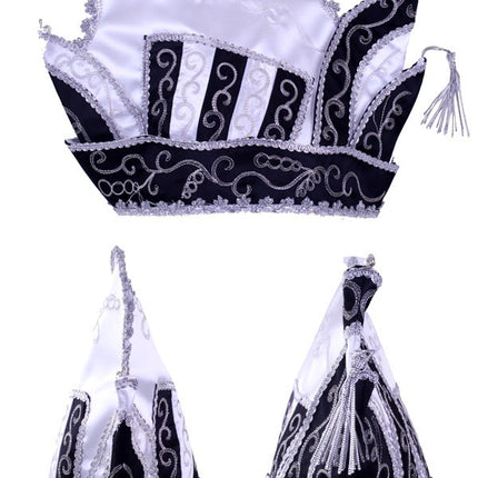 PartyXplosion Prinsenmuts zwart wit zilver maat 63