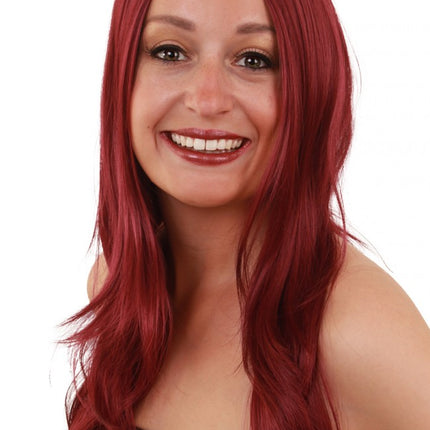 PartyXplosion Pruik Anne Bordeaux rood