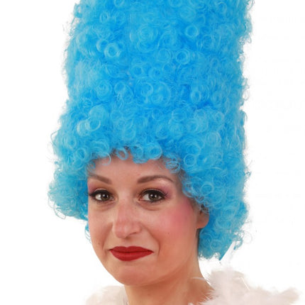 PartyXplosion Pruik Curly suikerspin hoog turquoise