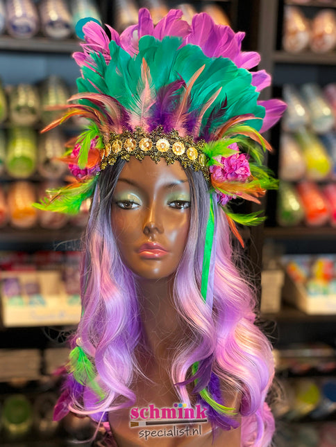 PartyXplosion Pruik Faye lila lang haar