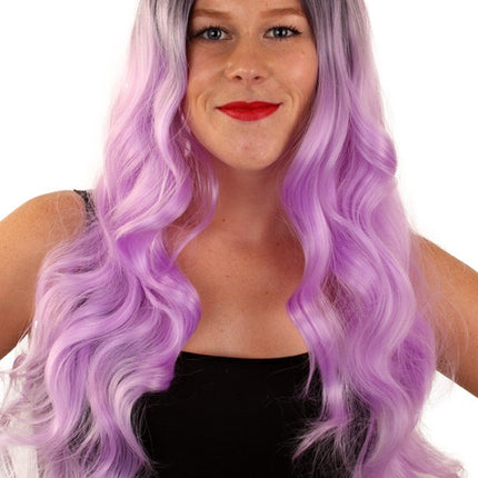 PartyXplosion Pruik Faye lila lang haar