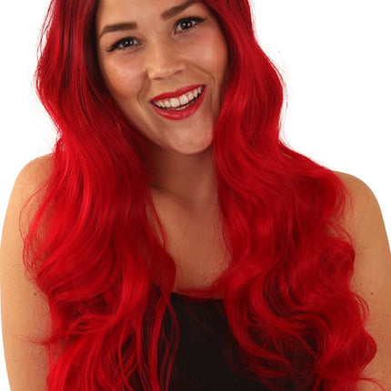 PartyXplosion Pruik Faye rood lang haar