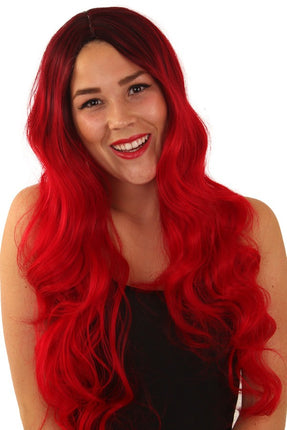 PartyXplosion Pruik Faye rood lang haar