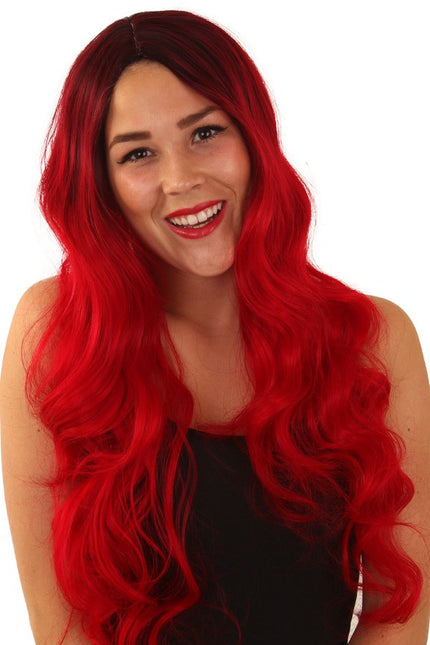 PartyXplosion Pruik Faye rood lang haar