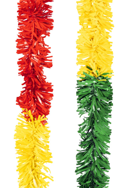PartyXplosion PVC Guirlande 12cm rood geel groen 5 meter - Brandvertragend