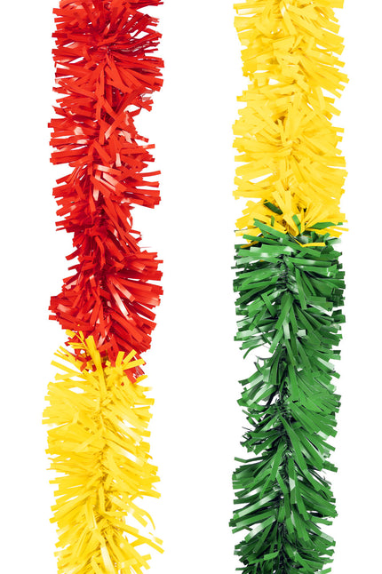 PartyXplosion PVC Guirlande 12cm rood geel groen 5 meter - Brandvertragend