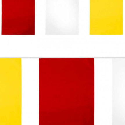 PartyXplosion PVC Vlaggenlijn Rechthoek Rood Wit Geel 10 meter