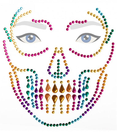 PartyXplosion PXP Face Jewels Halloween Rainbow Skull