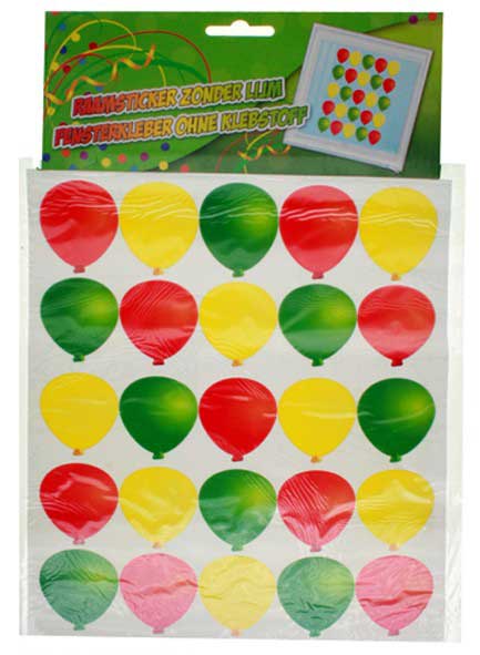 PartyXplosion Raamsticker Ballonnen Rood Geel Groen 35 x 50cm