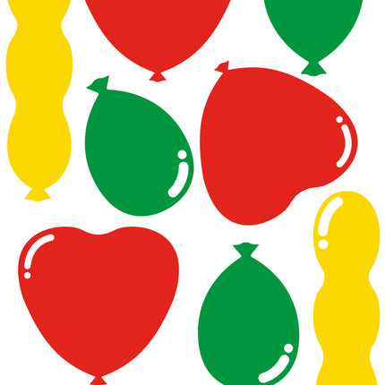 PartyXplosion Raamsticker Ballonnen – Rood, Geel & Groen