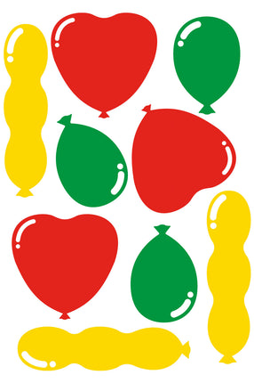 PartyXplosion Raamsticker Ballonnen – Rood, Geel & Groen