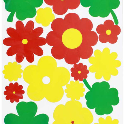 PartyXplosion Raamsticker Bloemen Rood Geel Groen 35 x 50cm