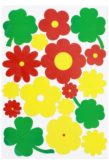 PartyXplosion Raamsticker Bloemen Rood Geel Groen 35 x 50cm