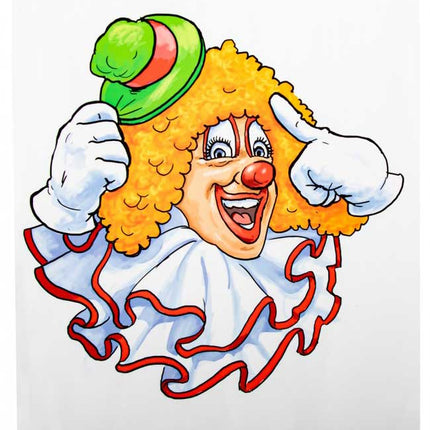 PartyXplosion Raamsticker clown groene hoed 32 x 40 cm
