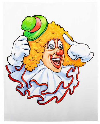 PartyXplosion Raamsticker clown groene hoed 32 x 40 cm