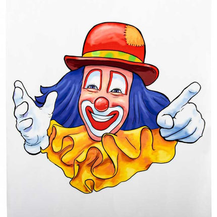 PartyXplosion Raamsticker clown rode hoed 32 x 40 cm
